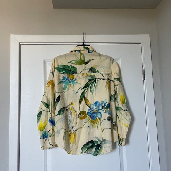 Zara Floral Button Down Shirt Size M - Picture 2 of 3